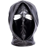 Full Face Double Layer Headgear - Zipper Restraint Head Hood Leather Bondage Masks Bdsm Fetish Breathable Hood
