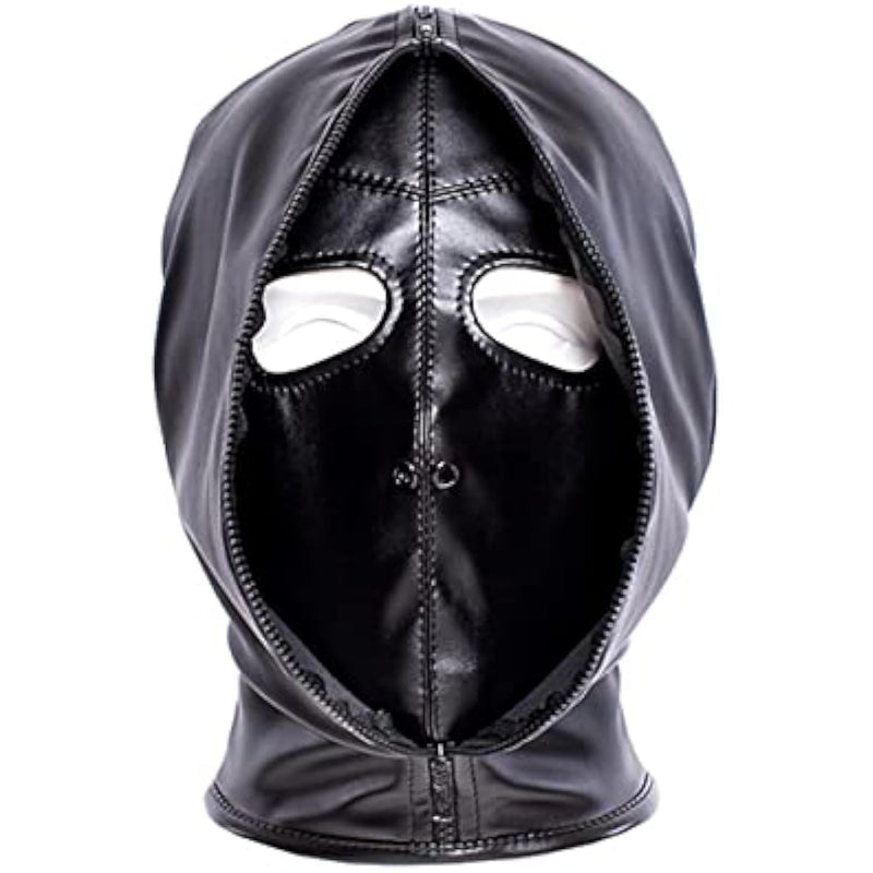 Full Face Double Layer Headgear - Zipper Restraint Head Hood Leather Bondage Masks Bdsm Fetish Breathable Hood
