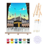 Islamic Ka'abah Paint by Numbers Kit for Adults & Kids, DIY Masjid Al-Haram Art Set