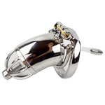 304 Stainless Steel Male Chastity Device with Silicone Catheter and Spike Ring for Men's Bondage and Adult Toy Use