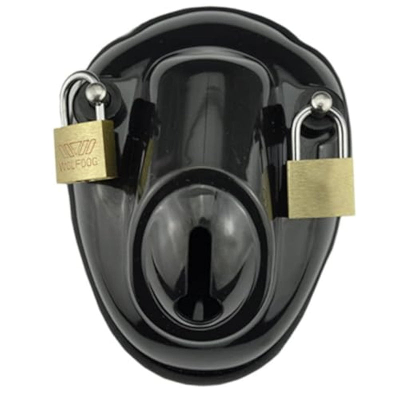 Male Chastity Penis Cage Chastity Device Cock Cage Penis Bondage Fully Restraint Bowl Device Plastic Men'S Virginity Lock 2 Sizes Ring (Black)
