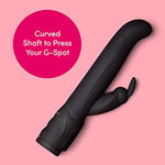 Power Play Rabbit Vibrator - 5.5 Inch Curved G Spot Vibrator For Women - 7 Patterns & 3 Speeds - Silicone Dual Stimulation Adult Sex Toy - Waterproof - Black