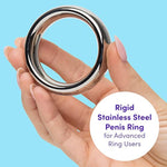 Stainless Steel Cock Ring for Men, 1.75 Inch Diameter, Silver Finish | Weighted Metal Penis Ring Enhancer for Couples with Temperature Play and Stamina Training