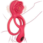 Vibrating Cock Ring With Rose Clitoral Stimulator Testicle Massager, Pleasure Penis Ring Vibrator Couples Adult Sex Toys For Men Women, 9 Vibrations Male Couple Sex Toy For Men Sex
