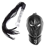 Bdsms Restraints Kit Leather Bondage Mask Leather Whip With Glass Pleasure Wand For Fetish Sex Game