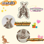 9.84" Kangaroo Plush Toy With Baby Joey, Cute Stuffed Animal Doll, Soft Cuddly Kangaroo Mom And Baby, Perfect Birthday For Kids, Friends, Home Decoration