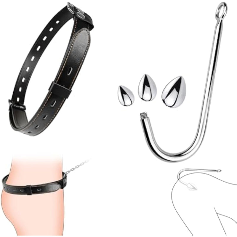 Stainless Steel Anal Hook And Pu Leather Bondage Restraints Anal Sex Toys Bondage Toys Adult Product For Couple Gay Lesbian