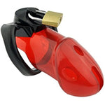 Male Chastity Device Hypoallergenic Plastic Cock Cage Penis Ring Virginity Lock Chastity Belt Adult Game Sex Toy (Red)
