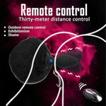 Black Faux Fur Bunny Tail Silicone Anal Plug with Remote Control and 10 Vibration Patterns for Couples Role Play