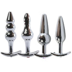 Metal Anchor Anal Plug Set with 4Pcs Bead Butt Plugs for Male and Female Training