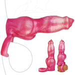 8Inch Soft Silicone Dog Penis Sleeve Enlargement For Men, Monster Dildo Pennis Sleeve Grith Extender With Penis Cock Ring Ejaculation Delay For Couples (Pink)