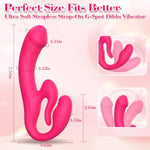 Strapless Strap On Dildo Harness Lesbian Sex Toys, Anti-Slip Silicone Realistic Double-Ended Vibrating Butt Plug, Adult Anal Sex Toys For Women Couples Sexual Pleasure Tools