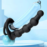 Prostate Massager Couples Sex Toy With Vibrating Cock Ring Anal Stimulator, 4 Graduated Anal Beads, Remote Control Anal Butt Plug With 10 Vibrating Modes