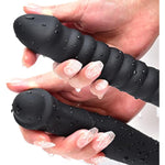 Double Ended Dildo 16.53 Inch Dong Ribbed Butt Plug With Glans For Anal Vagina Stimulation Double Side Cock Penis Prostate Massager Sex Toy For Lesbian Men Women, Black,