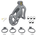 Chastity Cage 2.0 Male Chastity Cage Resin Cock Cage, Male Chastity Device With 4 Rings, Penis Bondage Exercise Male Sex Toy Penis Lightweight Chastity Cage Gray (Small), Invisible Lock And Key