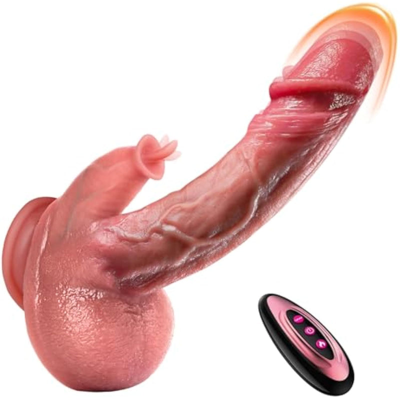 Thrusting Vibrator Dildo, 8.7" Heating Lifelike Suction Cup Dildo, Soft Realistic Dildo Licking Dildos Toys For Women Men With 7X8 Modes, Remote Control Adult Sex Toys Toy G-Spot Stimulation