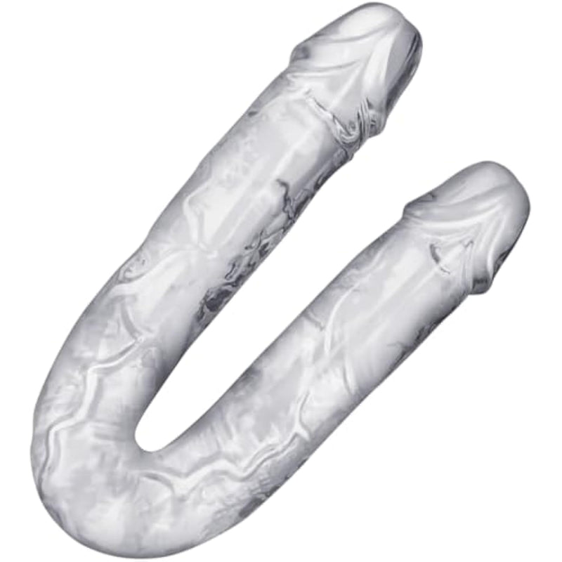 Transparent Double Ended Realistic Dildo Flexible Clear Dildos Long Dong For Double Sided Lesbian Anal Play G-Spot Stimulator Sex Toys For Women/Men/Lesbian (Gg-15) (Normal) (Transpanent)