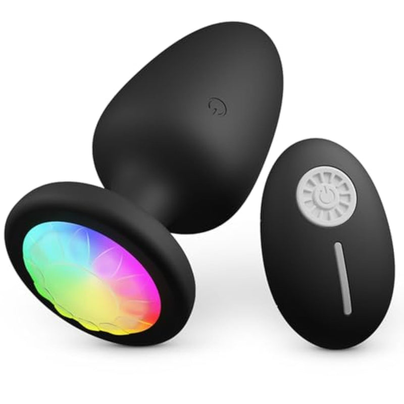 10 Mode Vibrating Anal Massager with LED Glow, Rechargeable Silicone Prostate Plug for Men