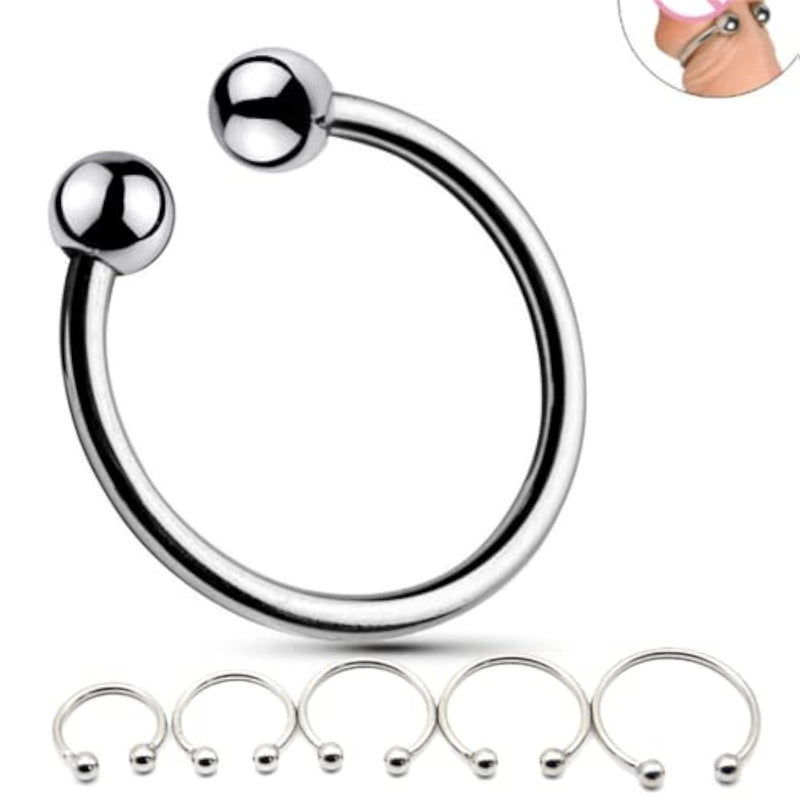 Metal Cock Ring Penis Rings 6 Piece Set Stainless Steelchastity Tightrope Locking Sperm Enhance Men’S Long-Lasting Couples Or Male Sex Toys