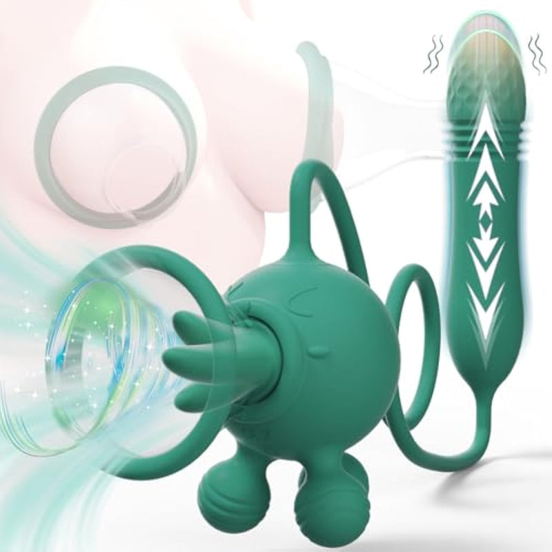 Adult Vibrator Sex Toy Dildo Massager Wand Women Nipple Licker Clitoral Up And Down Stimulation G Spot Vibrator Female Sex Game Devices With 3 Sucking & 7 Licking & 10 Vibrating & 3 Thrusting Dildo