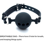 Silicone Breathable Ball Gag For Adult Bondage Restraints Sex Play (Black, 1.7In Ball)