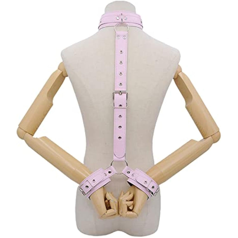Bdsm Neck To Wrist Restraints Bondage Set Sexy Toys Slave Frisky Beginner Female Restraints Kit Props Collar Back Handcuffs Couple Sm Sex Game Tool With Adjustable Straps Bed Adults Play(Pink)