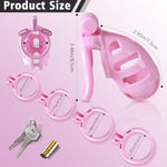 Chastity Cage Cock Cage, Male Chastity Device With 4 Sizes Of Rings, 3D Printed Lightweight Resin Male Chastity Cage Hidden Lock Penis Cage Bondage Gear & Accessories Abstinence And Exercise Pink