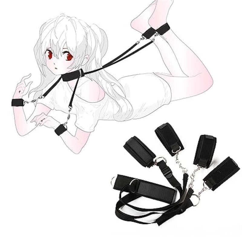 Bdsm Handcuffs Sex Bed Adult Set, Sex Bondage Restraints Straps Cuffs, Adjustable Leg Restraints Open Legs Fetish Handcuffs Kit Cuff Restraint Set Couples Sex Toys For Couple Sex Play
