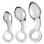 Crystal Glass Butt Plug Dildo Training Kit with Pull Ring Design for Men, Women, and Couples