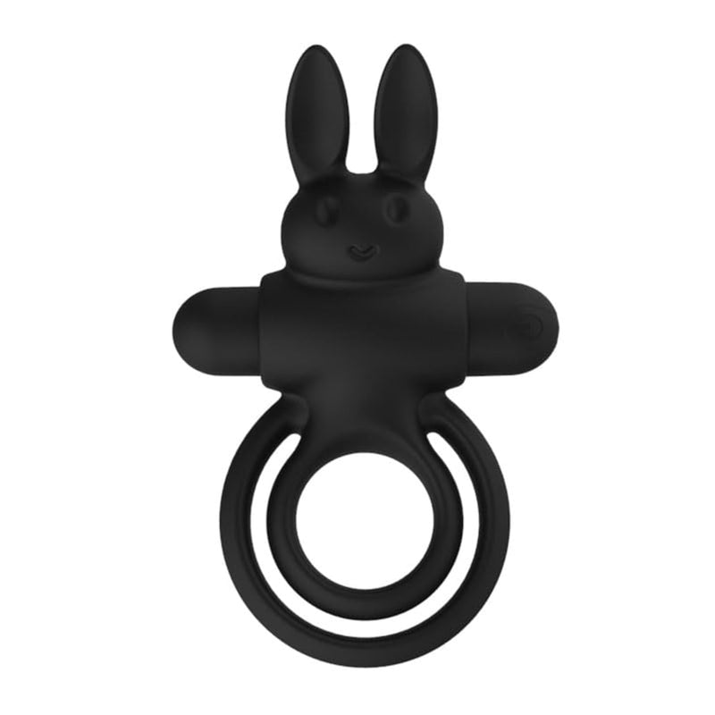 Soft Silicone Rabbit Vibrating Cock Ring With 10 Powerful Vibration Modes For Men Waterproof Penis Ring Rechargeable Vibrator Adult Sex Toys For Male (Black)