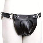 Men's BDSM Adjustable Leather Chastity Belt and Harness for Adult Bondage Play