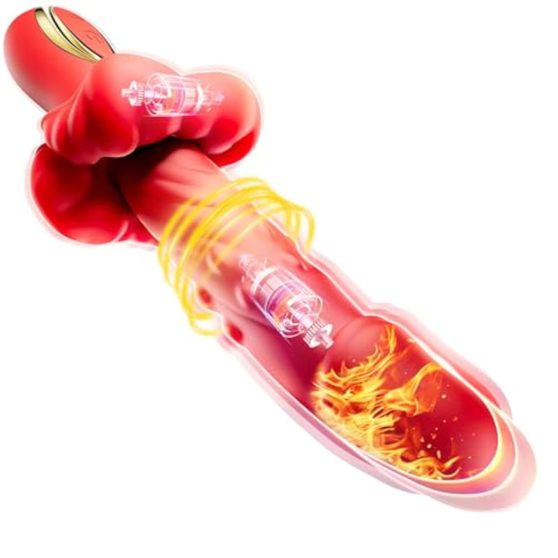 Vibrating Thrusting Dildo G Spot Vibrator Clitoral Stimulator 3 In1 Silicone Realistic Dildos With 5 Thrusting 10 Vibration Modes Heating Stick Adult Sex Toys Pleasure Wands For Women Couple