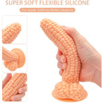 8 Inch Silicone Realistic Mini Dildo, Beginner Anal Plug,Corn Shape Penis With Strong Suction Cup For Hands-Free Play, Flexible Cock With Curved Shaft And Balls For Vaginal G-Spot And Anal Play