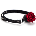 Black Leather Silicone Open Mouth Gag Ball With Rose Flower Mouth Pkug For Women Adult Play Mouth Sex Couple