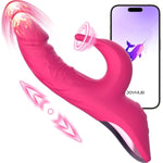 Thrusting Dildo Vibrator Adult Sex Toys For Women - 5In1 App Control Adult Toys With 5 Thrust Dildos & Flapping Bunny & One-Click Burst, Clitoral Vibrators Rose Sex Toy Sexual Pleasure Tools For Wome