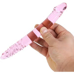 9.2" Pink Double-Ended Penis Pleasure Wand With Spiral Texture And Vivid Glans Anal Butt Plug For G-Spot Stimulation
