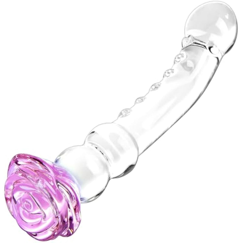 8.3 Inch Butt Plug Glass Dildo Sex Toy With Progressive Anal Beads,Rose Crystal Butt Plug Stimulator,Adult Sex Toys And Games G-Spot Beaded Prostate Massager Sex Toy For Men And Women Couples Pleasure