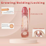 Penis Sleeve Vibrating Cock Sleeve Penis Extender Dildo, Realistic Adult Sex Toys 2.8In Penis Extension Vibrator 10 Modes Remote Control, Elastic Penis Ring To Enlarge Prolong For Men Couples