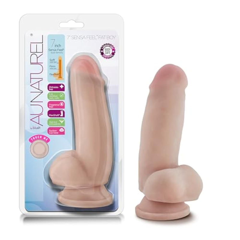 Blush Sex Toys - Realistic Dual Density Dildo - 7 Inch - Flexi Shaft Sensa Feel Dildo With Powerful Suction Cup - Girthy Penis For Vaginal G-Spot & Anal Play - Adult Toy For Women & Couples - Beige