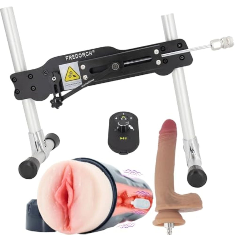 Realistic Female Sex Machine With Remote Control Anti Rotation Connectors Easy To Use For Masturbation Cup Toys, Adjustable Stretch Pumping Gun With Lifelike Dildo (2 Attachments For Man)