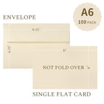 Ivory Blank Cards and Envelopes 4x6 Not Folded 100 Pack