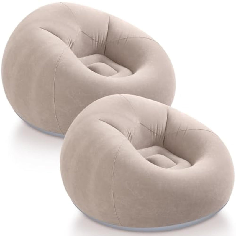 Inflatable Bean Bag Chairs Outdoor Blow Up Camping Chairs Inflatable Lazy Sofa Folding Portable Bean Bag Loungers Couch For Movie Night(Coffee,2 Pcs)