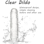 Soft Lifelike Jelly Dildo Clear Suction Penis For Hands-Free Play Adult Sex Toy For Men, Women And Couples For G-Spot And Anal (L)