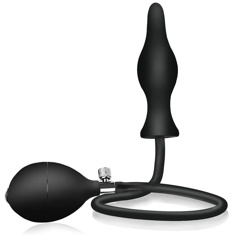 Silicone Expand Inflatable Anal Plug - Body-Safe Medical Grade Waterproof Butt Sex Toy For Male, Female And Beginners (Black Classic Style)