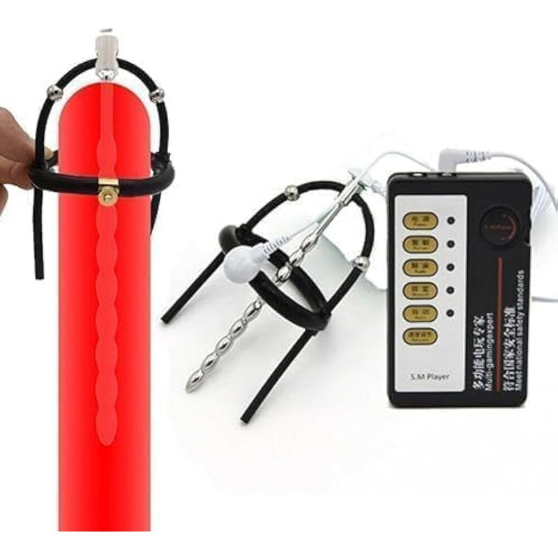 Male E-Stim Controllable Penis Sounds Urethral Plug Electric Dilator Stretcher With Power Box Bdsm Sex Toy (A)
