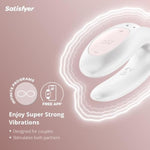 Double Joy Connect App | Partner Vibrator | 2 Strong Power Motors | Waterproof (Ipx7) | Rechargeable Battery | Skin-Friendly Silicone (White)