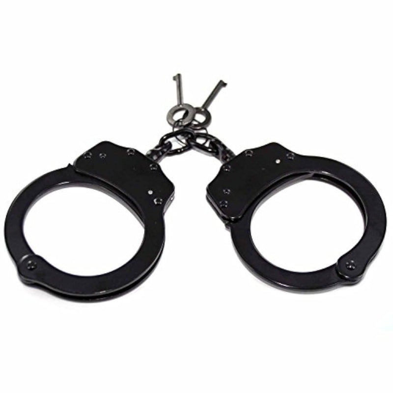 Police-Grade Double Locking Steel Handcuffs with Black Finish
