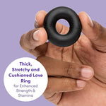 Donut Cock Ring - Thick Stretchy Penis Ring - Snug & Comfortable - Waterproof - Black