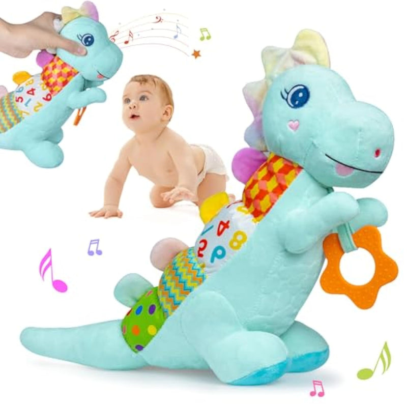 Baby Musical Plush Dino Toy For 0 3 6 12+ Months,Activity Soft With Rattle,Squ