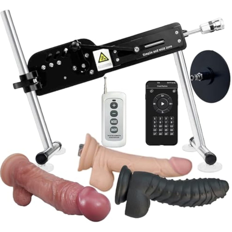 Sex Machine With Realistic Dildos, Automatic Thrusting Machine With Remote Control And App, Multiple Suction Cup Dildo Attachments